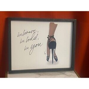 framed motivational inspirational print, be bold, high heel strong woman 12 x 15